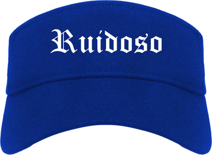 Ruidoso New Mexico NM Old English Mens Visor Cap Hat Royal Blue