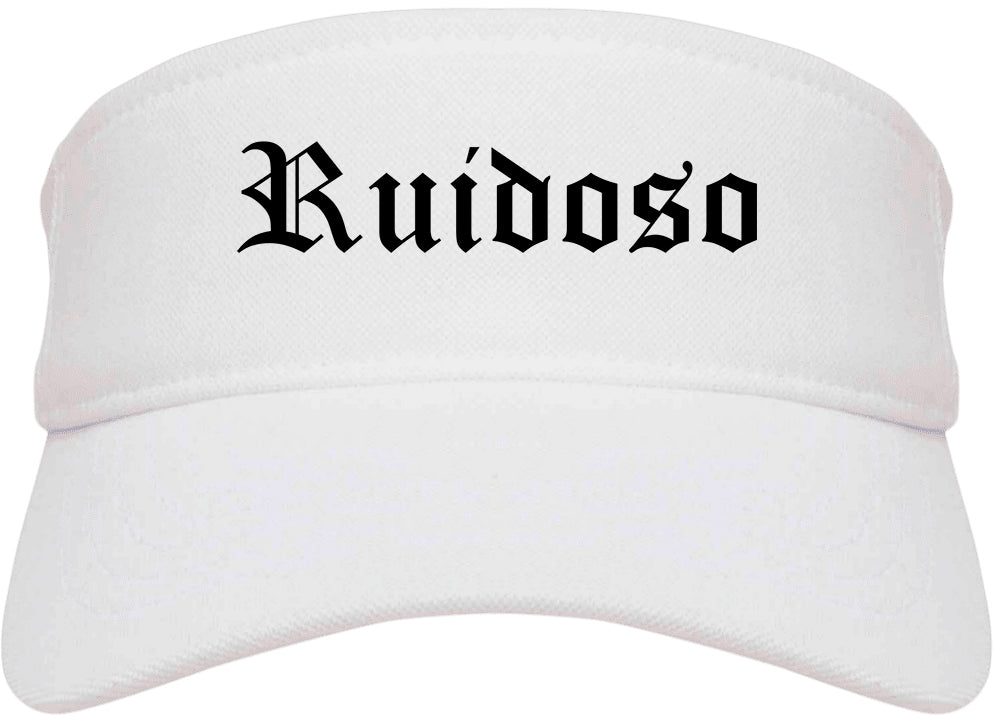 Ruidoso New Mexico NM Old English Mens Visor Cap Hat White