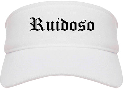 Ruidoso New Mexico NM Old English Mens Visor Cap Hat White