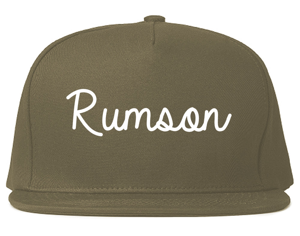 Rumson New Jersey NJ Script Mens Snapback Hat Grey