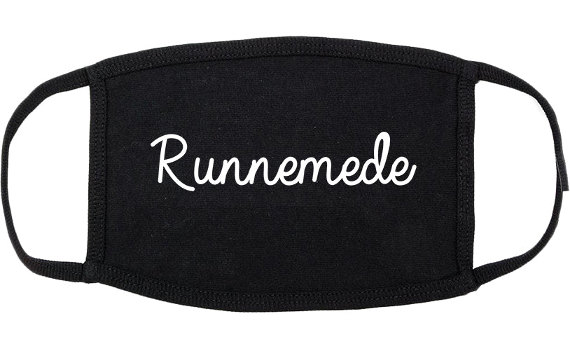 Runnemede New Jersey NJ Script Cotton Face Mask Black