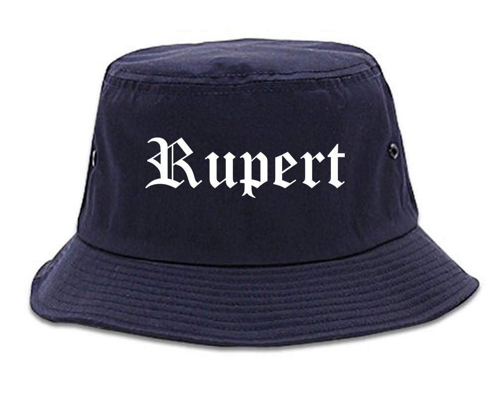 Rupert Idaho ID Old English Mens Bucket Hat Navy Blue