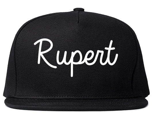 Rupert Idaho ID Script Mens Snapback Hat Black