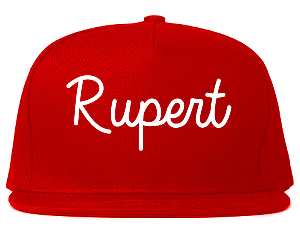 Rupert Idaho ID Script Mens Snapback Hat Red