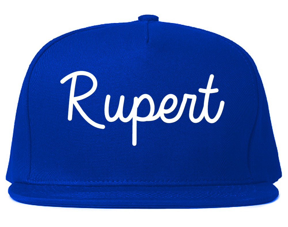 Rupert Idaho ID Script Mens Snapback Hat Royal Blue