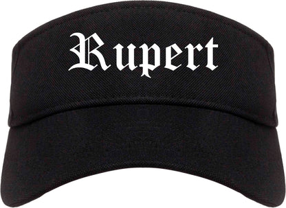 Rupert Idaho ID Old English Mens Visor Cap Hat Black