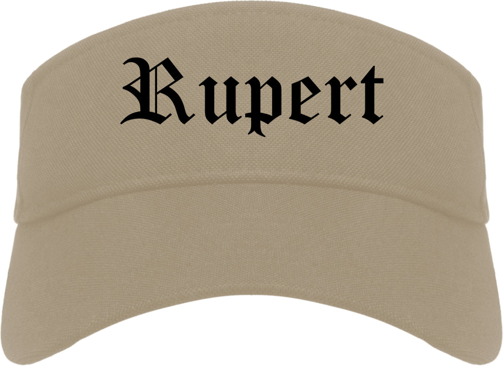 Rupert Idaho ID Old English Mens Visor Cap Hat Khaki