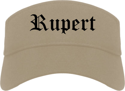 Rupert Idaho ID Old English Mens Visor Cap Hat Khaki