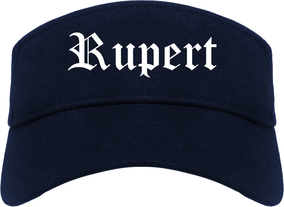 Rupert Idaho ID Old English Mens Visor Cap Hat Navy Blue
