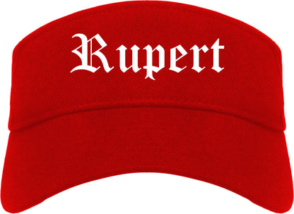 Rupert Idaho ID Old English Mens Visor Cap Hat Red