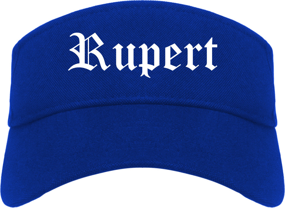 Rupert Idaho ID Old English Mens Visor Cap Hat Royal Blue