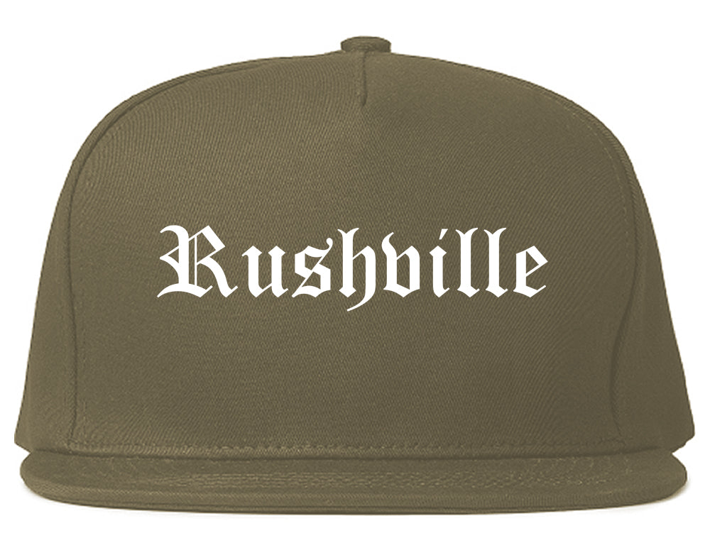 Rushville Indiana IN Old English Mens Snapback Hat Grey