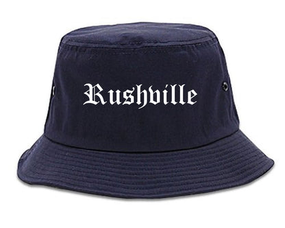 Rushville Indiana IN Old English Mens Bucket Hat Navy Blue