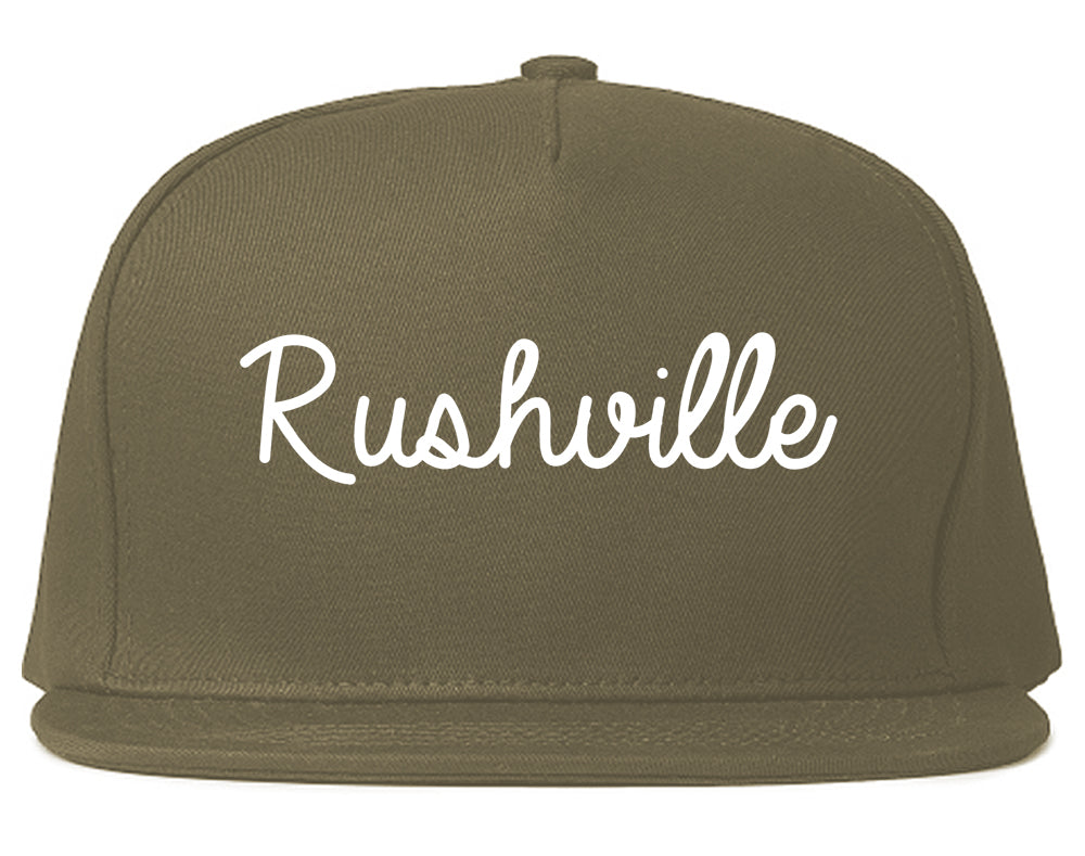 Rushville Indiana IN Script Mens Snapback Hat Grey