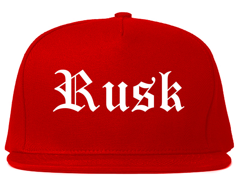 Rusk Texas TX Old English Mens Snapback Hat Red