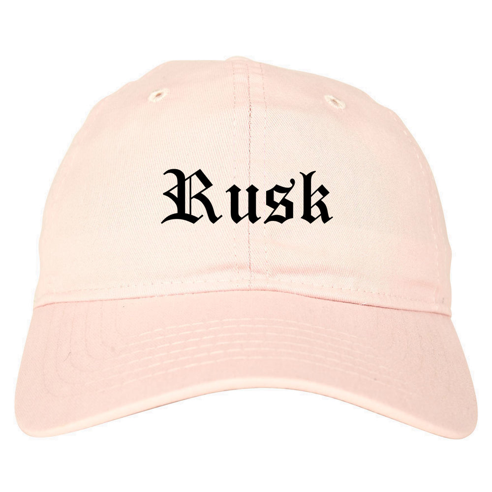 Rusk Texas TX Old English Mens Dad Hat Baseball Cap Pink