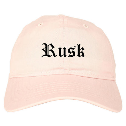 Rusk Texas TX Old English Mens Dad Hat Baseball Cap Pink