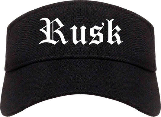 Rusk Texas TX Old English Mens Visor Cap Hat Black