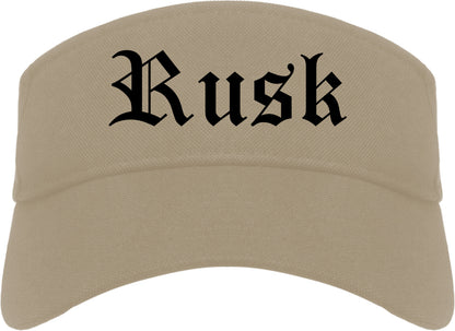 Rusk Texas TX Old English Mens Visor Cap Hat Khaki