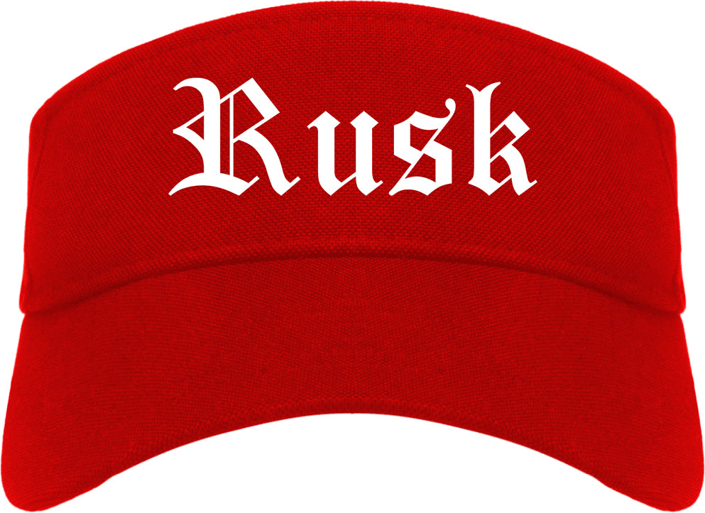 Rusk Texas TX Old English Mens Visor Cap Hat Red