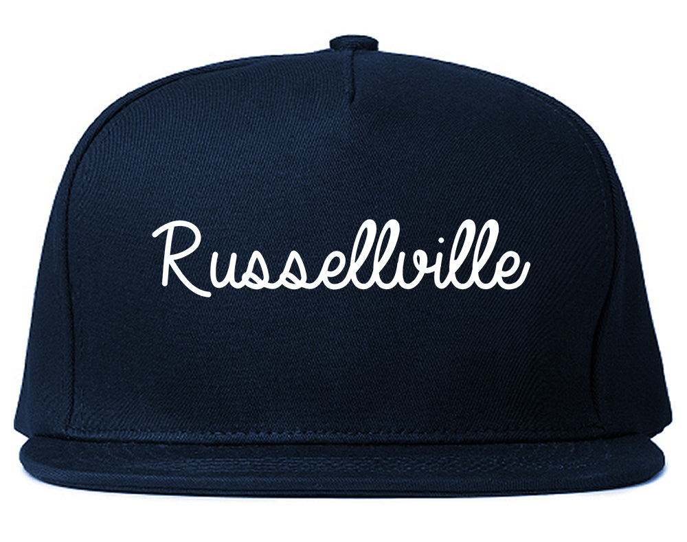 Russellville Alabama AL Script Mens Snapback Hat Navy Blue
