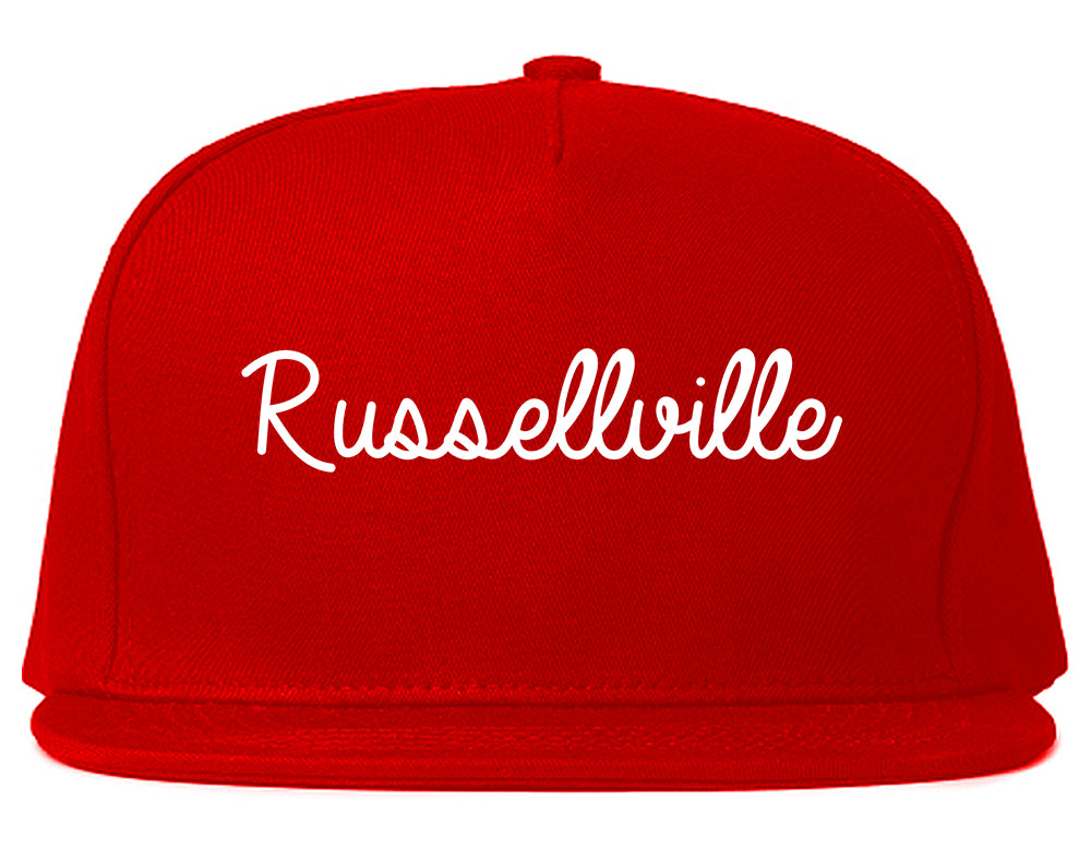 Russellville Alabama AL Script Mens Snapback Hat Red