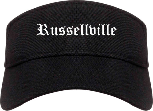 Russellville Alabama AL Old English Mens Visor Cap Hat Black