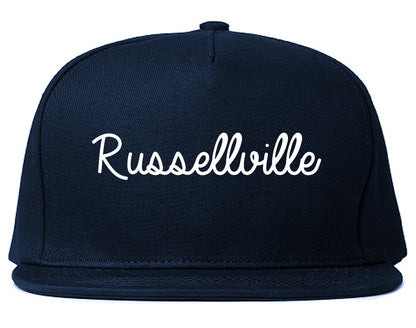Russellville Arkansas AR Script Mens Snapback Hat Navy Blue