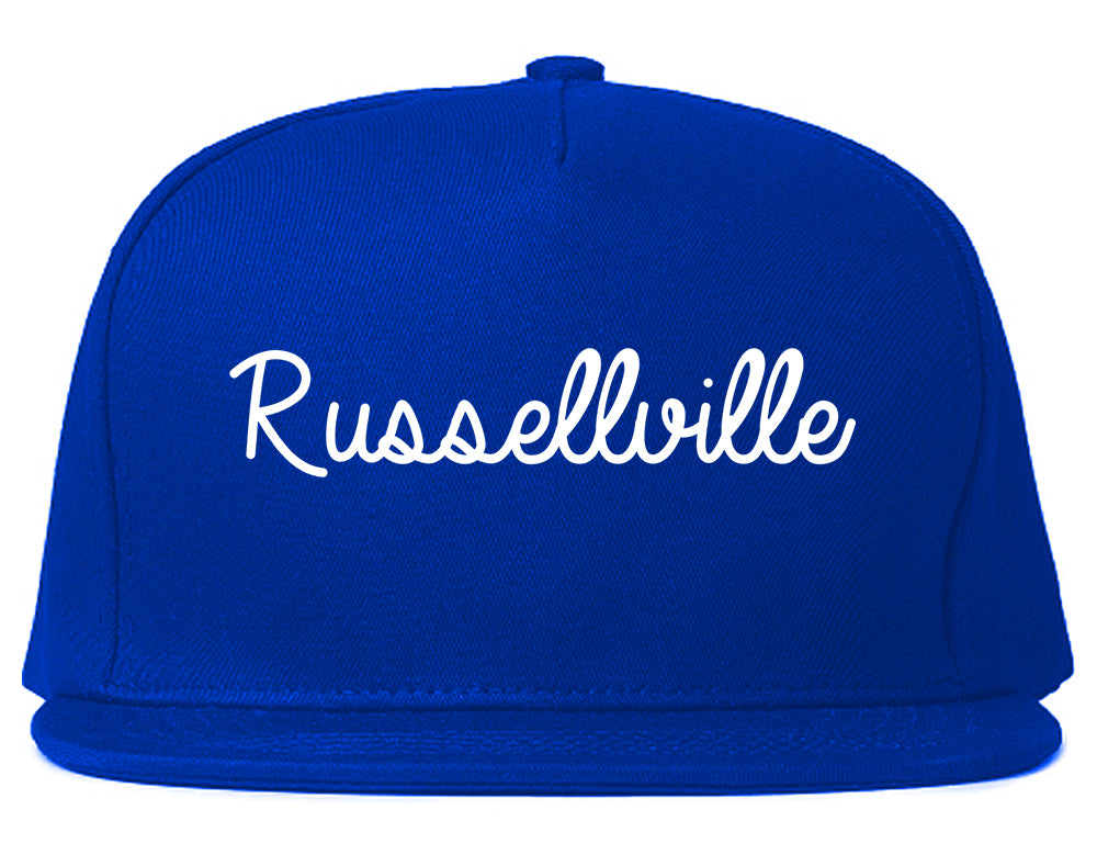 Russellville Arkansas AR Script Mens Snapback Hat Royal Blue