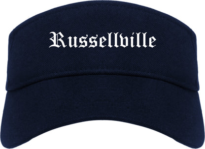 Russellville Arkansas AR Old English Mens Visor Cap Hat Navy Blue