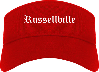 Russellville Arkansas AR Old English Mens Visor Cap Hat Red