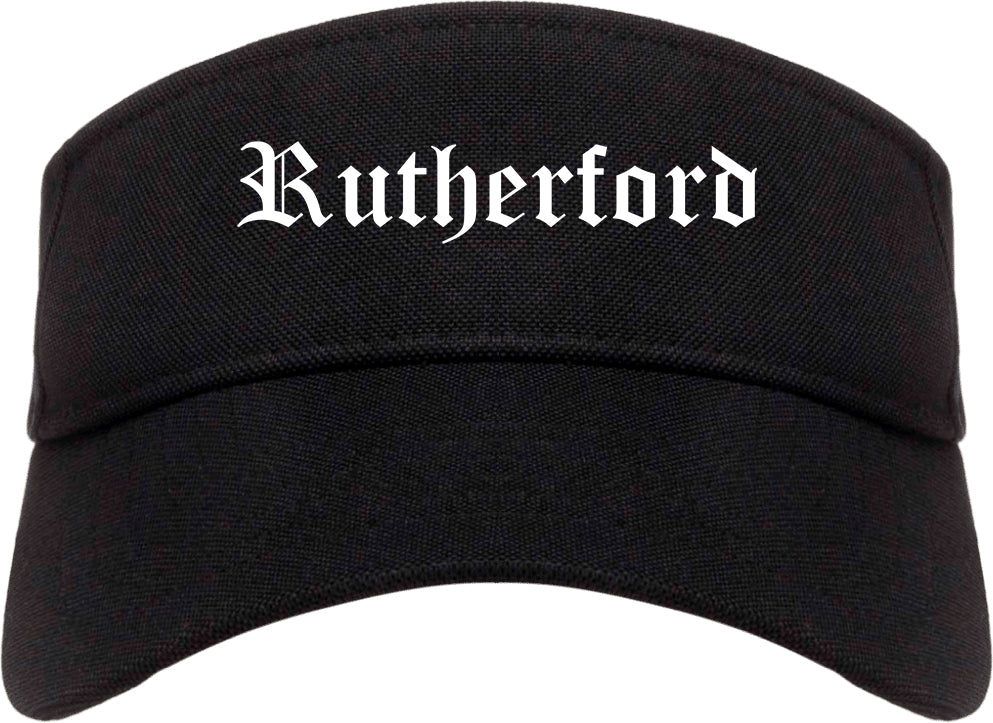 Rutherford New Jersey NJ Old English Mens Visor Cap Hat Black