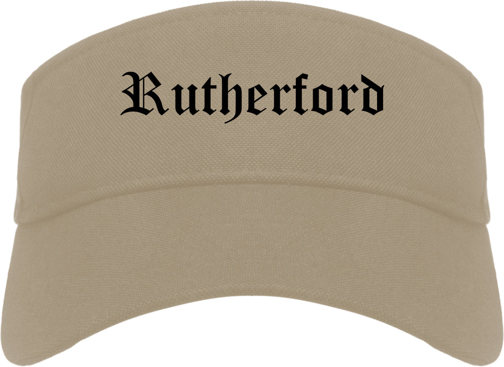 Rutherford New Jersey NJ Old English Mens Visor Cap Hat Khaki