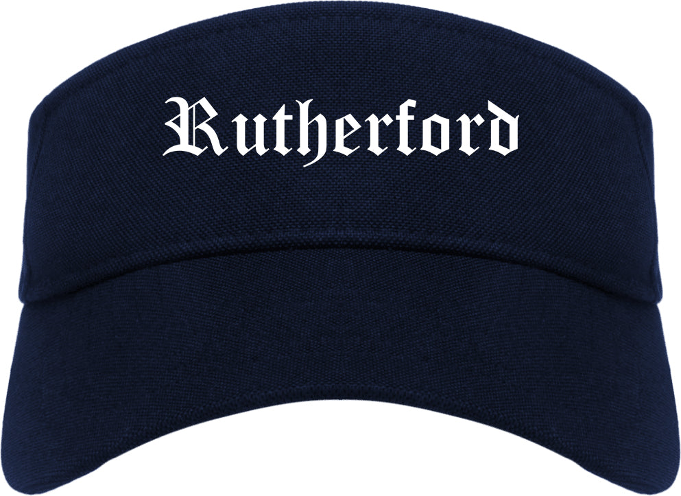 Rutherford New Jersey NJ Old English Mens Visor Cap Hat Navy Blue
