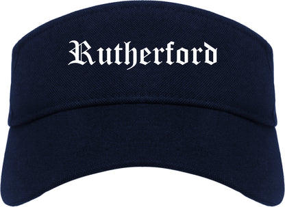 Rutherford New Jersey NJ Old English Mens Visor Cap Hat Navy Blue