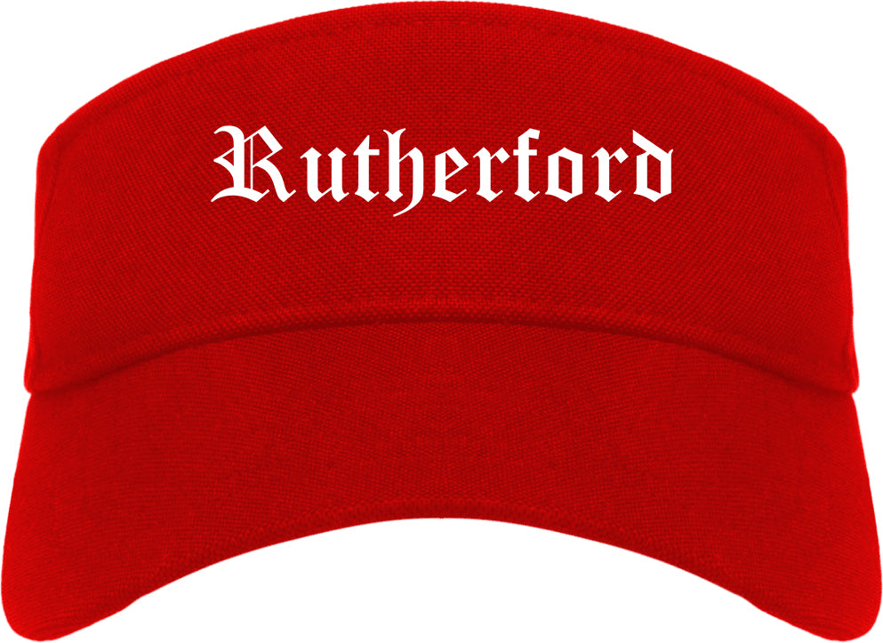 Rutherford New Jersey NJ Old English Mens Visor Cap Hat Red