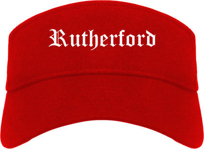 Rutherford New Jersey NJ Old English Mens Visor Cap Hat Red