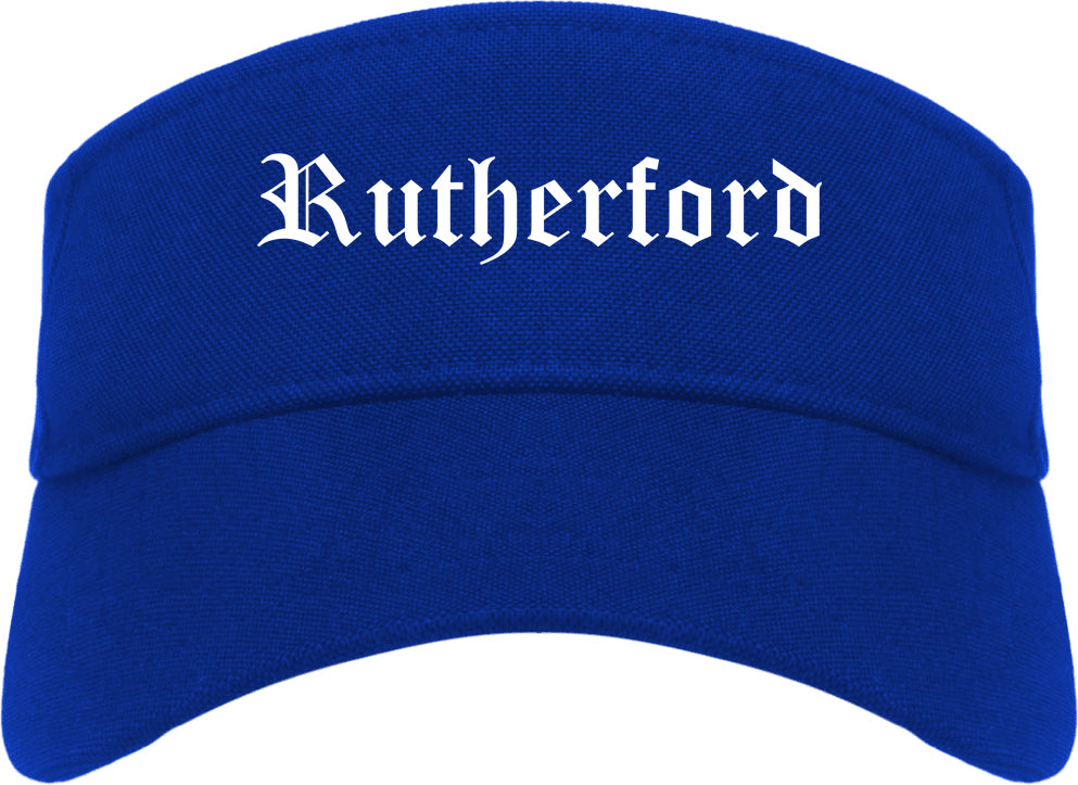 Rutherford New Jersey NJ Old English Mens Visor Cap Hat Royal Blue
