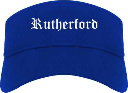 Rutherford New Jersey NJ Old English Mens Visor Cap Hat Royal Blue