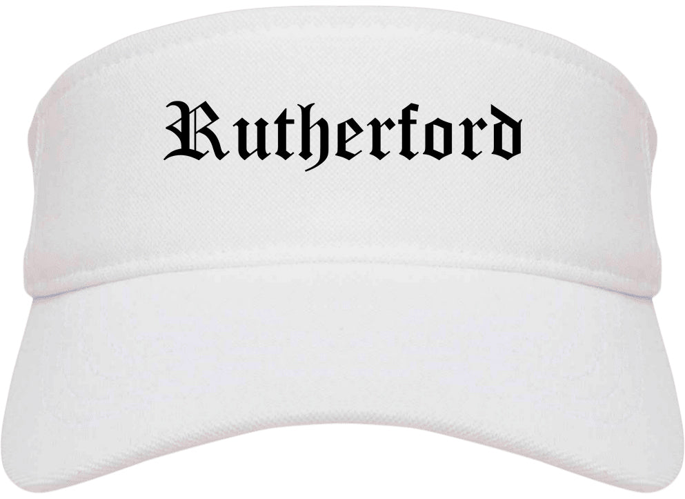 Rutherford New Jersey NJ Old English Mens Visor Cap Hat White