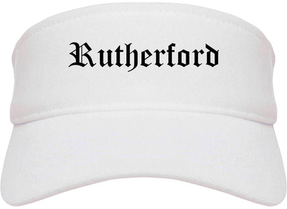 Rutherford New Jersey NJ Old English Mens Visor Cap Hat White