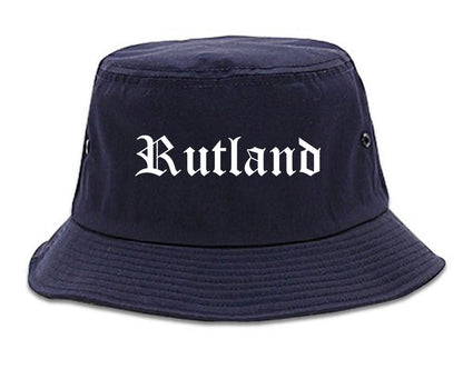 Rutland Vermont VT Old English Mens Bucket Hat Navy Blue