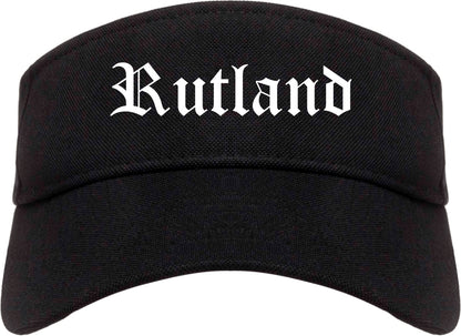 Rutland Vermont VT Old English Mens Visor Cap Hat Black