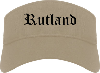 Rutland Vermont VT Old English Mens Visor Cap Hat Khaki