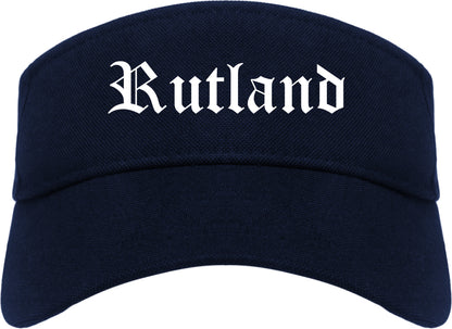 Rutland Vermont VT Old English Mens Visor Cap Hat Navy Blue