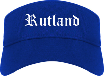 Rutland Vermont VT Old English Mens Visor Cap Hat Royal Blue