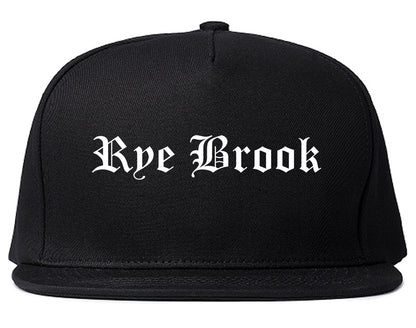 Rye Brook New York NY Old English Mens Snapback Hat Black