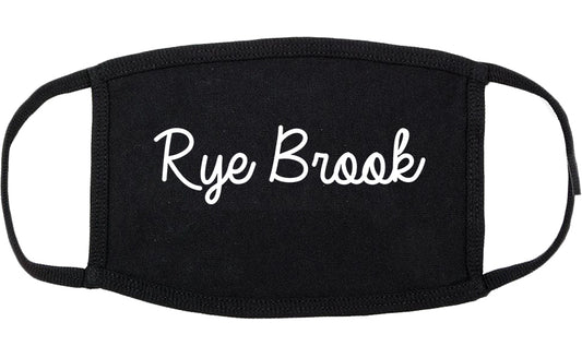 Rye Brook New York NY Script Cotton Face Mask Black