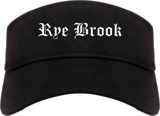 Rye Brook New York NY Old English Mens Visor Cap Hat Black