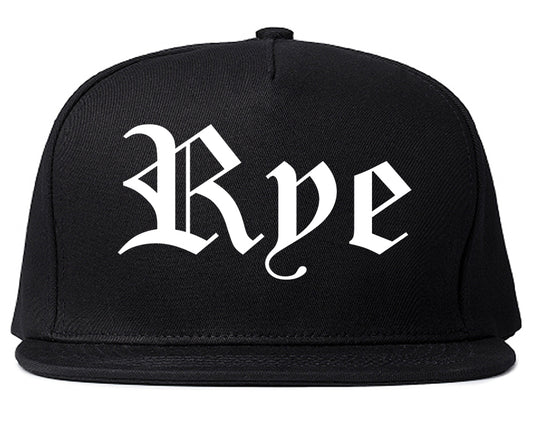 Rye New York NY Old English Mens Snapback Hat Black